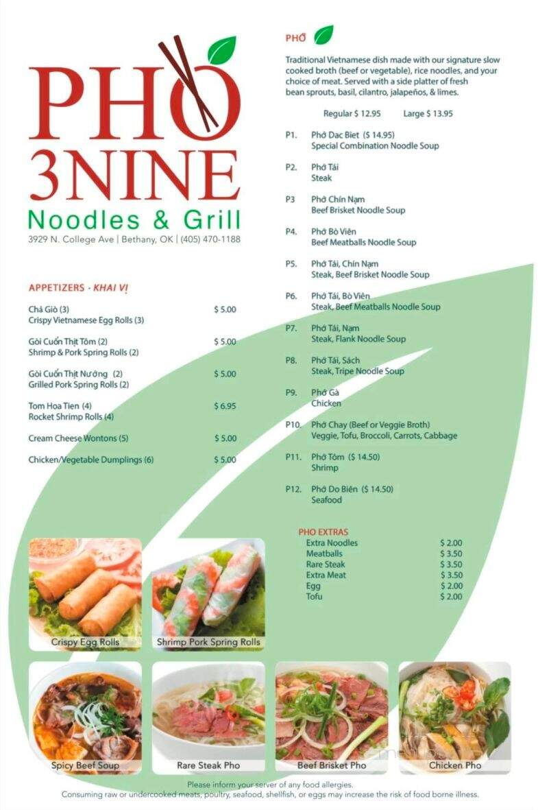 Pho 3Nine - Bethany, OK menu_pic