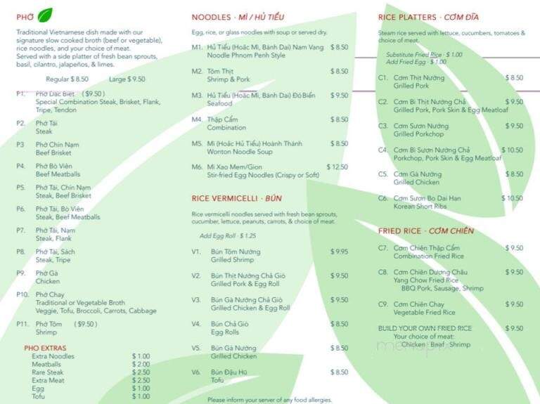 Pho 3Nine - Bethany, OK menu_pic