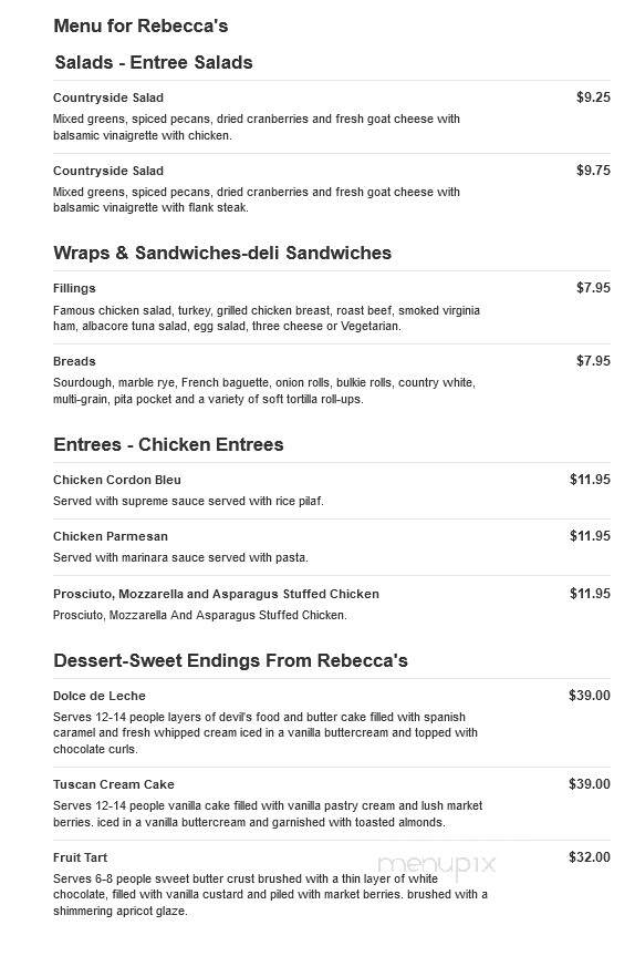 Rebecca's - Brooklyn, NY menu_pic