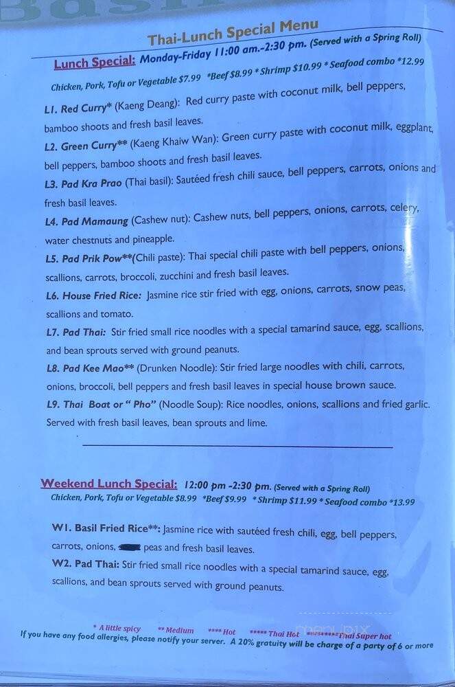 The Basil Leaf Sushi & Thai - High Point, NC menu_pic