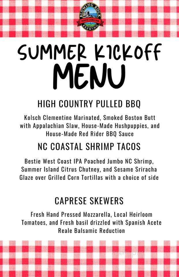 Blowing Rock Draft House & Brewery - Hickory, NC menu_pic