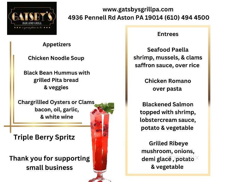 Gatsby's Bar and Grill - Aston, PA menu_pic