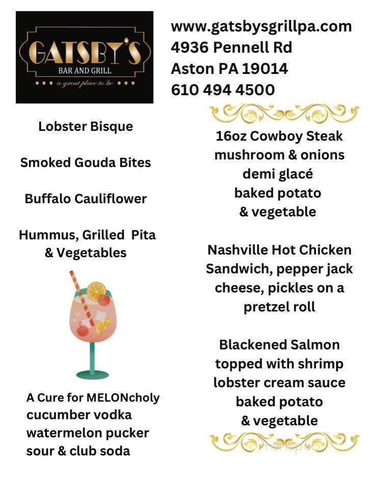 Gatsby's Bar and Grill - Aston, PA menu_pic