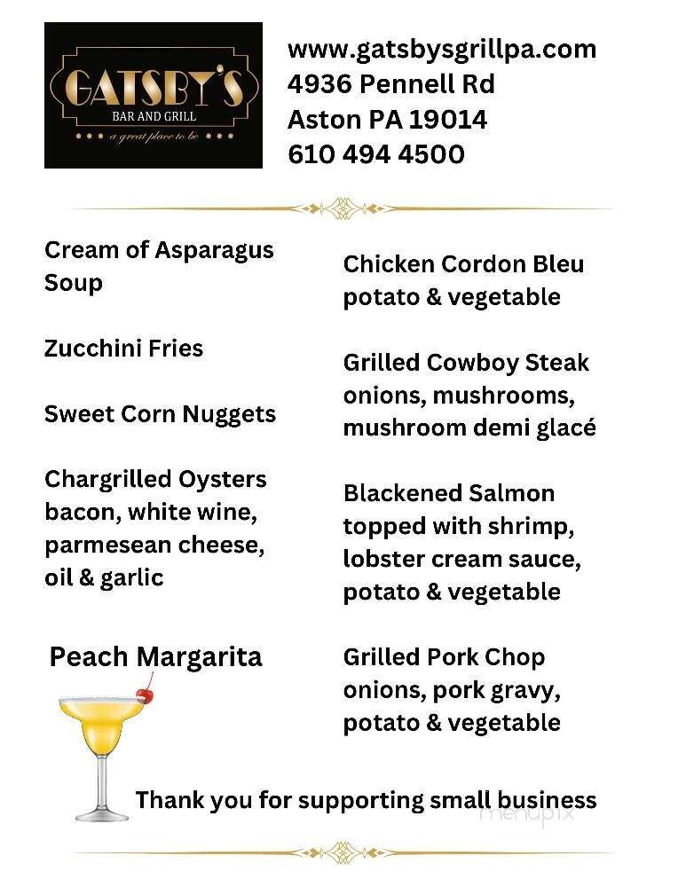 Gatsby's Bar and Grill - Aston, PA menu_pic