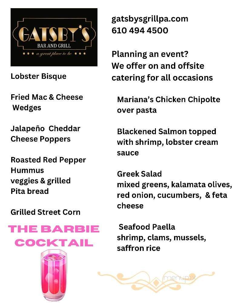 Gatsby's Bar and Grill - Aston, PA menu_pic