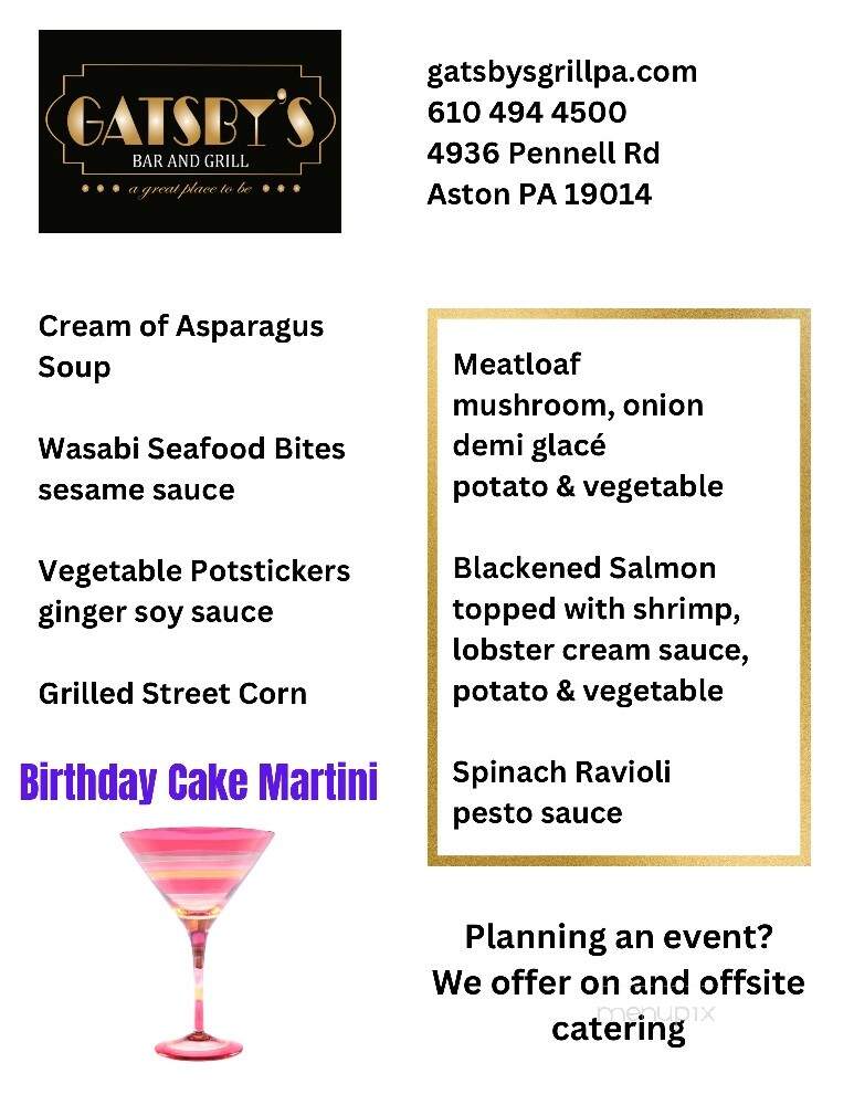 Gatsby's Bar and Grill - Aston, PA menu_pic