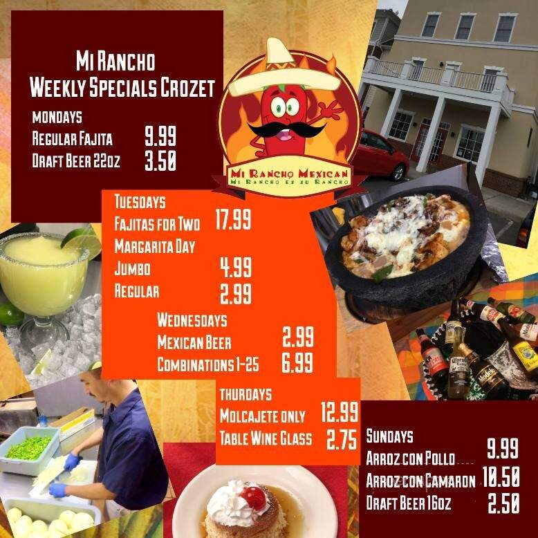 Mi Rancho Mexican Restaurant - Crozet, VA menu_pic