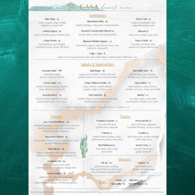 Su Casa - Plymouth, MA menu_pic