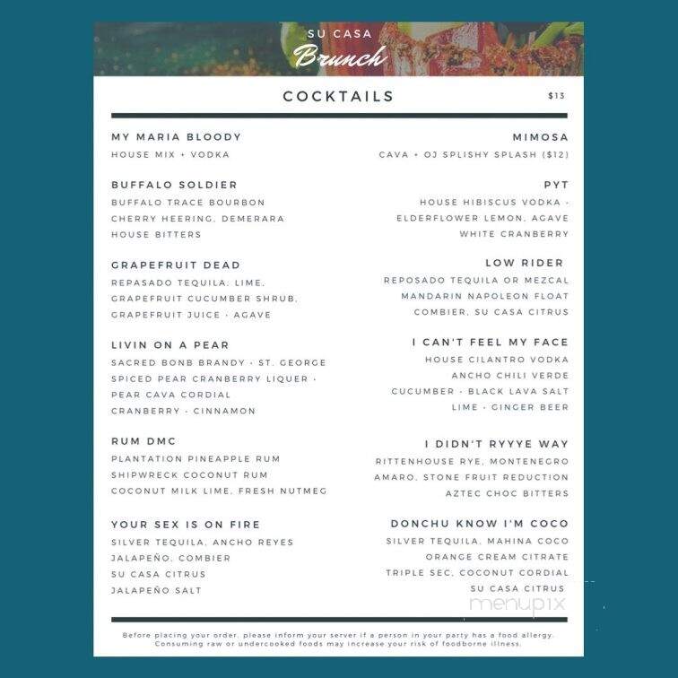 Su Casa - Plymouth, MA menu_pic