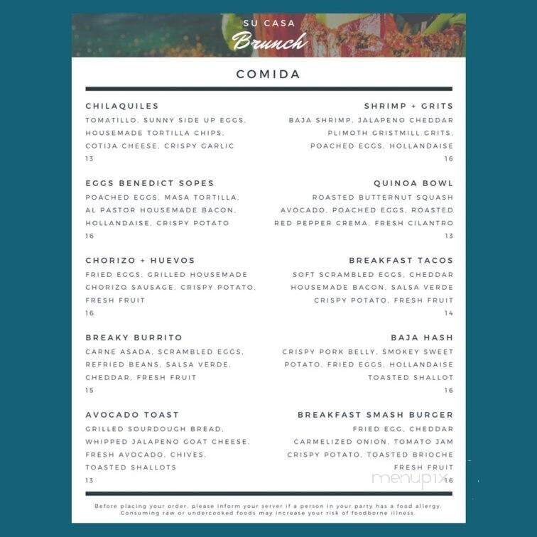 Su Casa - Plymouth, MA menu_pic
