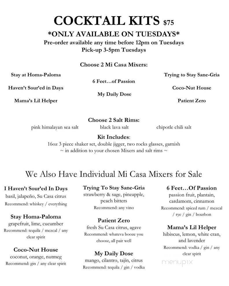 Su Casa - Plymouth, MA menu_pic