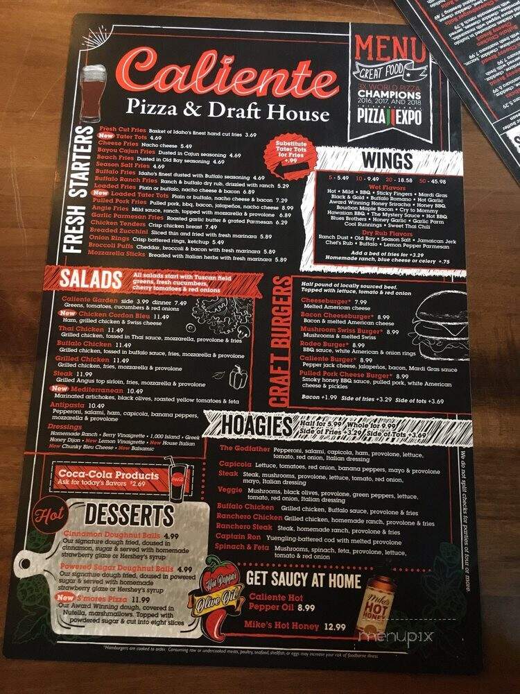 Caliente Pizza & Draft House - Monroeville, PA menu_pic