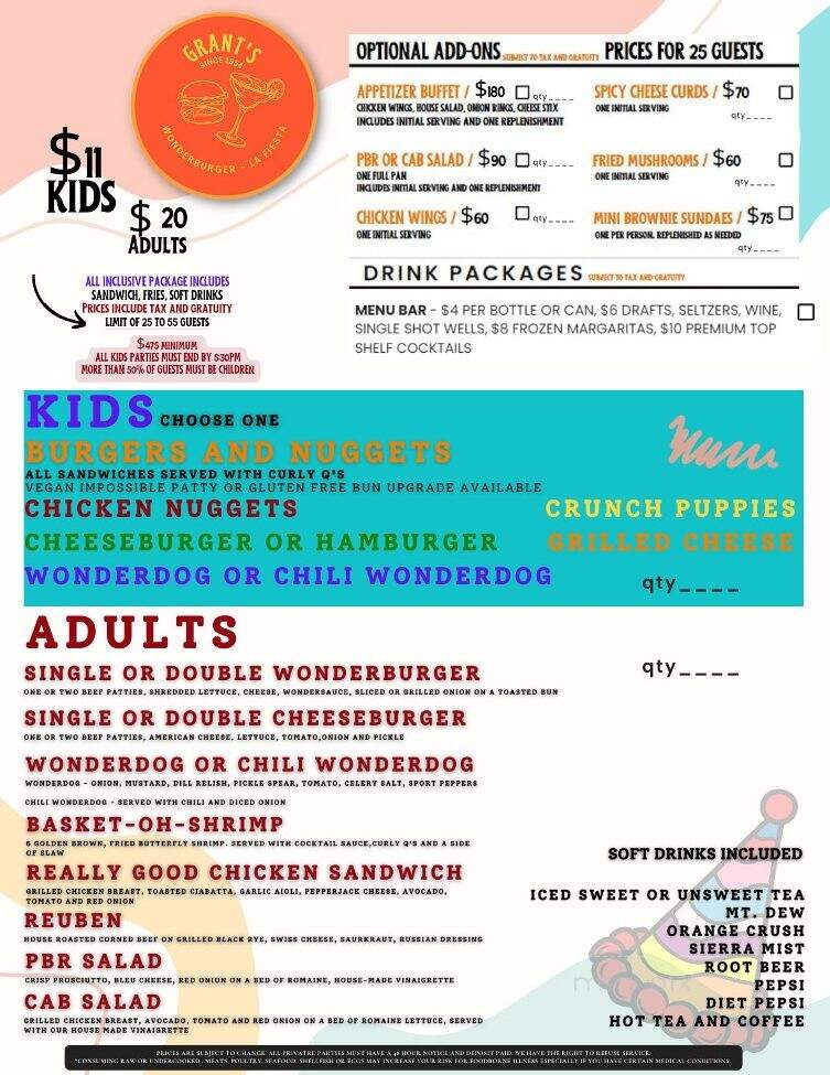 Grant's Wonderburger - Chicago, IL menu_pic