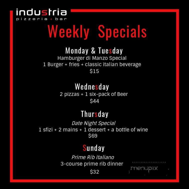 Industria Pizzeria + Bar - Burlington, ON