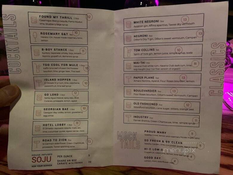 Low Down Bar - Collingwood, ON menu_pic
