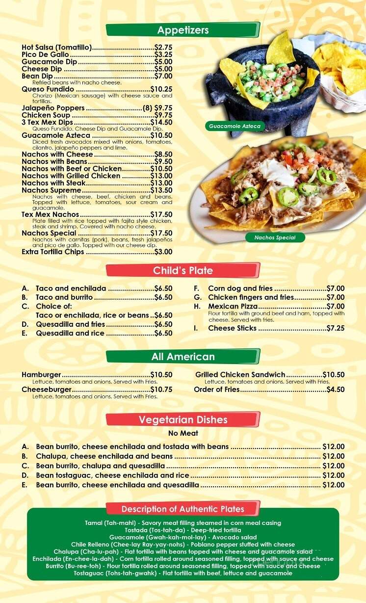 Rancho Viejo - Rochester, NY menu_pic