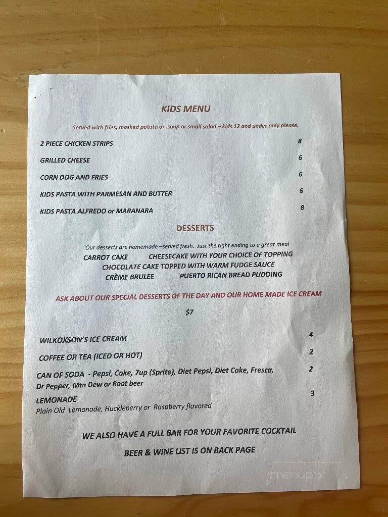 Speakeasy - Greybull, WY menu_pic