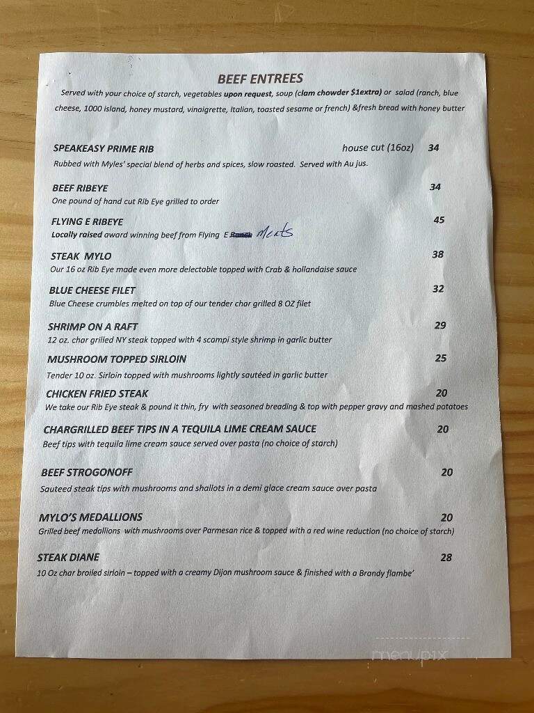 Speakeasy - Greybull, WY menu_pic