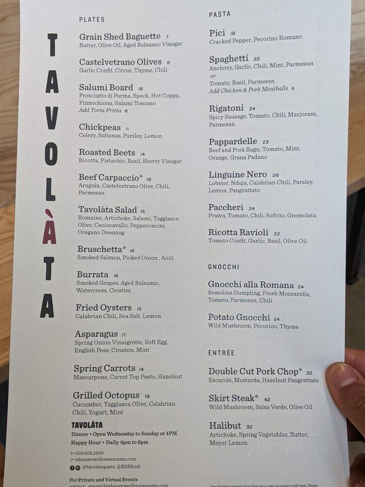 Tavolata - Spokane, WA menu_pic