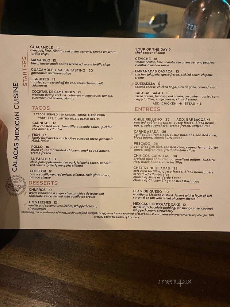 Calacas Mexican Cuisine - Nashville, TN menu_pic