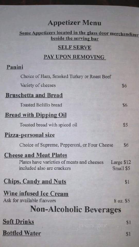 American Winery and American Brewery - Wauseon, OH menu_pic