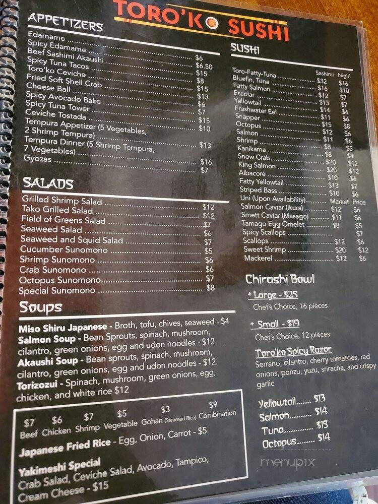 Toro'ko Sushi - San Antonio, TX menu_pic