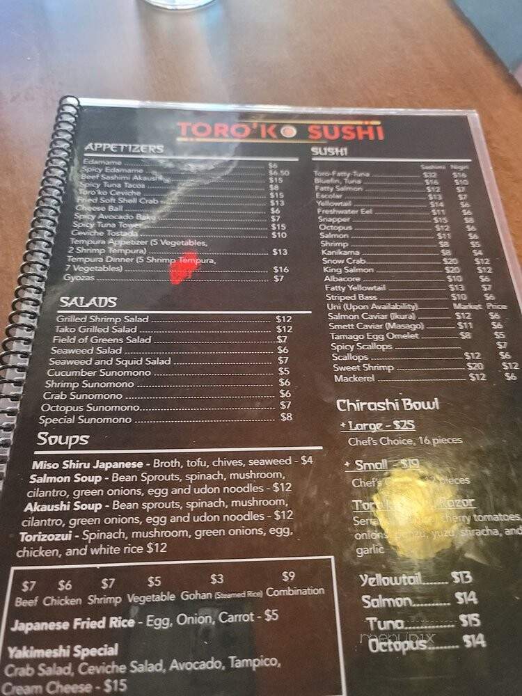 Toro'ko Sushi - San Antonio, TX menu_pic