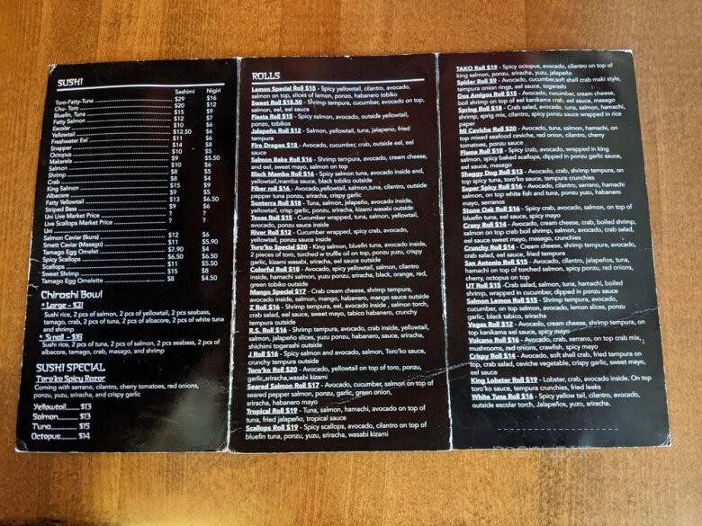 Toro'ko Sushi - San Antonio, TX menu_pic