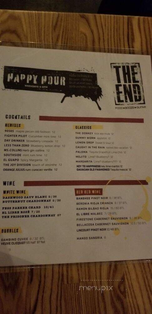 The End - Torrance, CA menu_pic