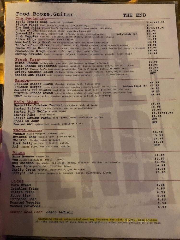 The End - Torrance, CA menu_pic
