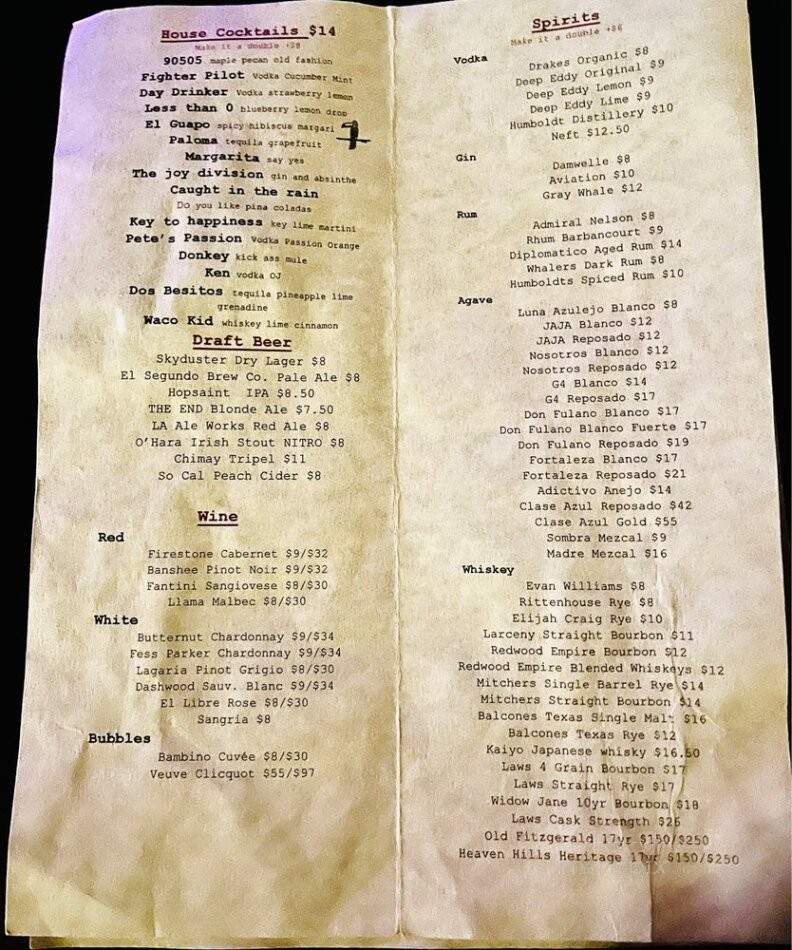 The End - Torrance, CA menu_pic