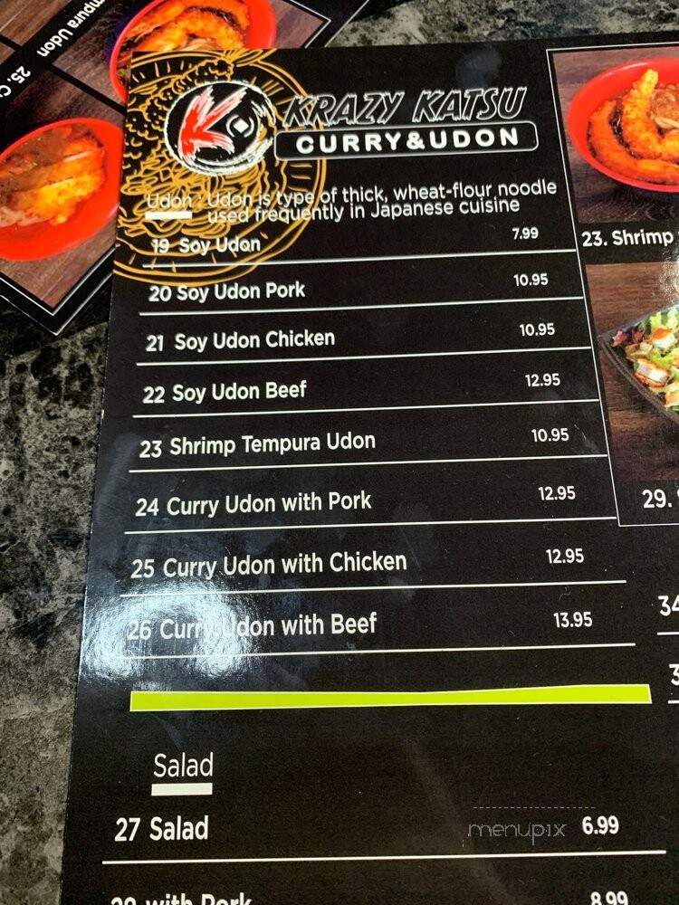 Krazy Katsu Curry & Udon - Carrollton, TX menu_pic