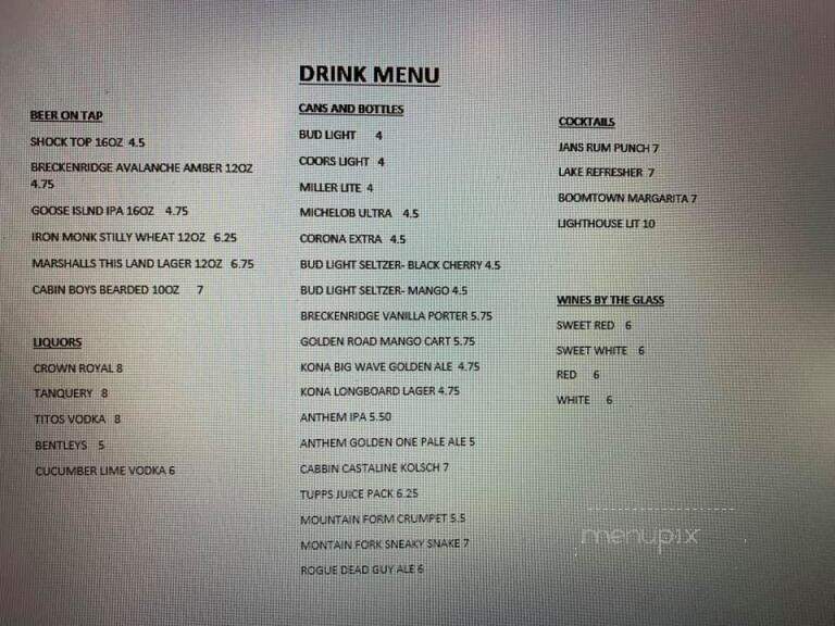 BoomTown Pints & Pies - Sperry, OK menu_pic