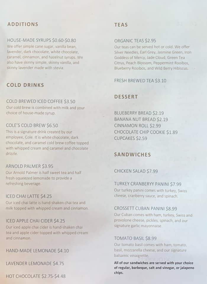 SheBrews Coffee Co. - Crossett, AR menu_pic
