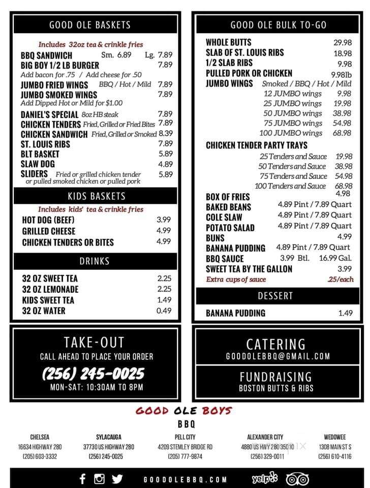 Good Ole Boys BBQ - Childersburg, AL menu_pic