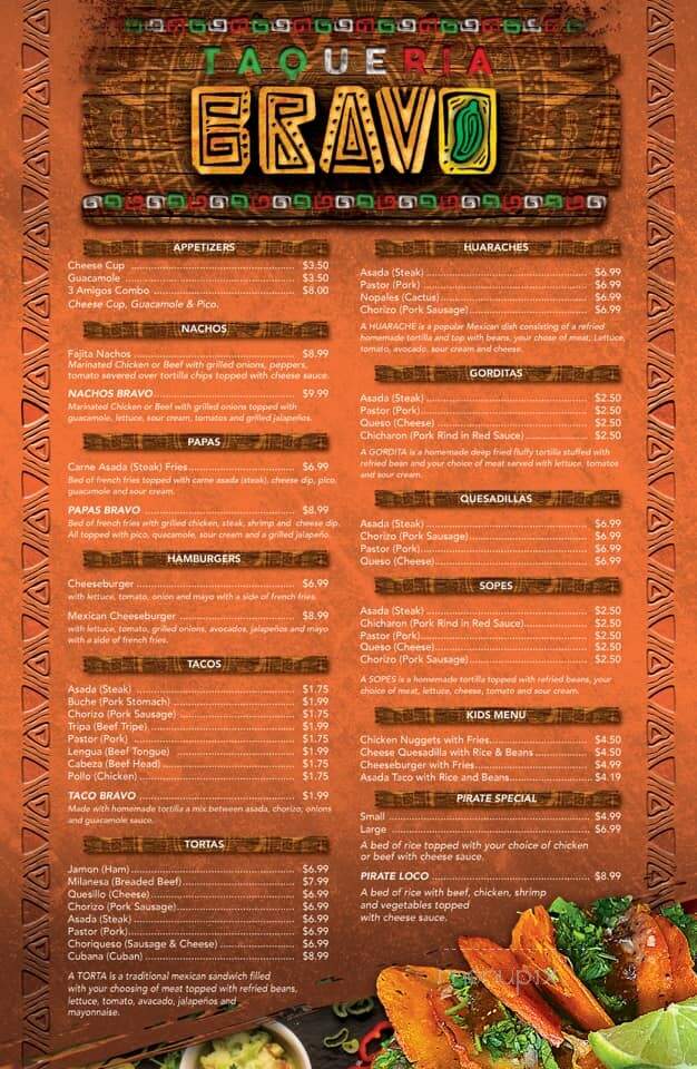 Taqueria Bravo - Poteau, OK menu_pic