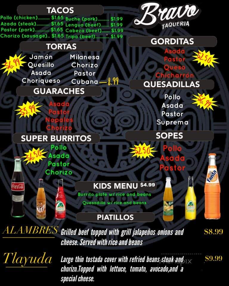 Taqueria Bravo - Poteau, OK menu_pic
