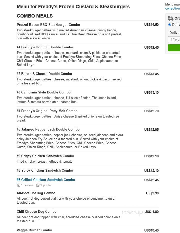 Freddy's Frozen Custard & Steakburgers - Merriam, KS menu_pic