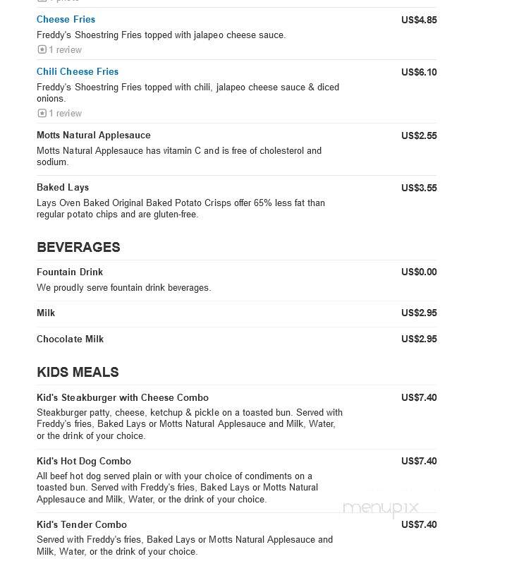 Freddy's Frozen Custard & Steakburgers - Merriam, KS menu_pic