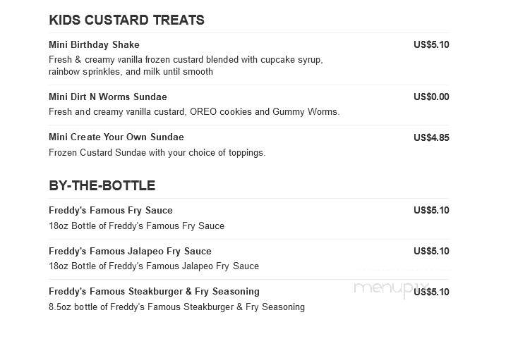 Freddy's Frozen Custard & Steakburgers - Merriam, KS menu_pic