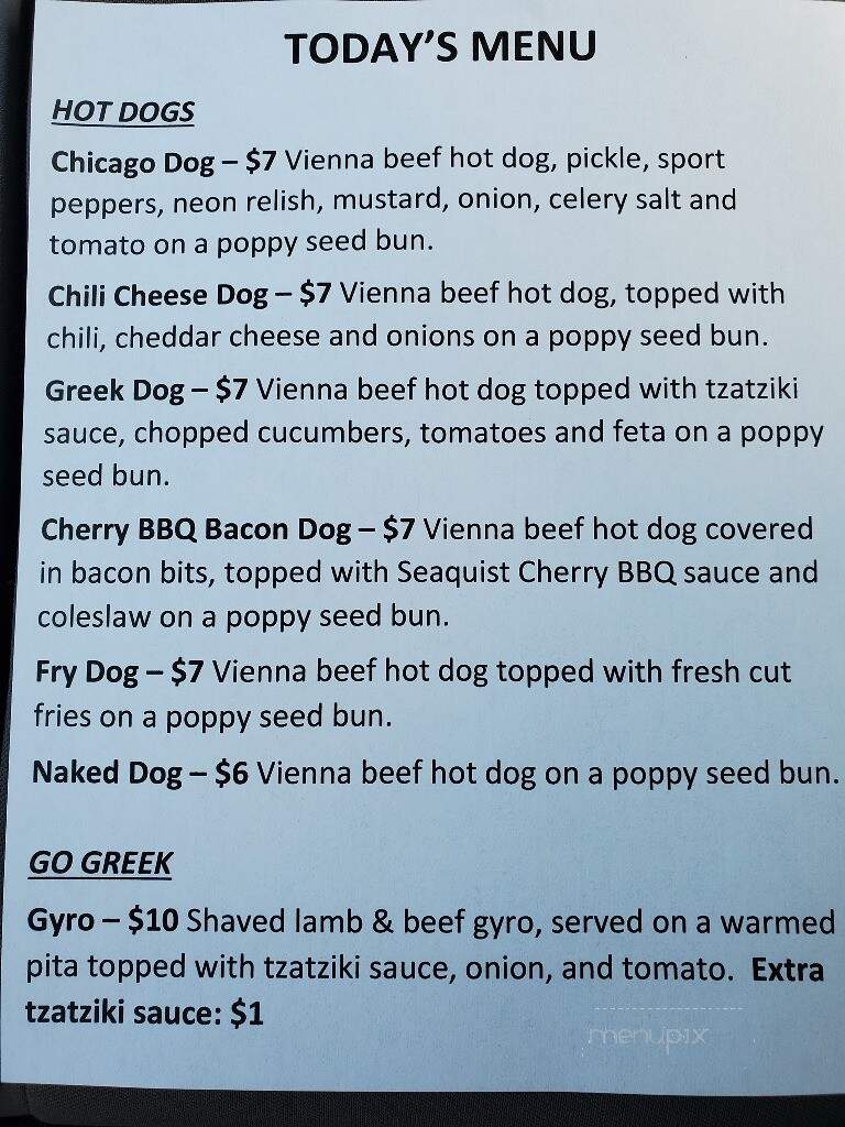 Wally's Weenie Wagon - Baileys Harbor, WI menu_pic