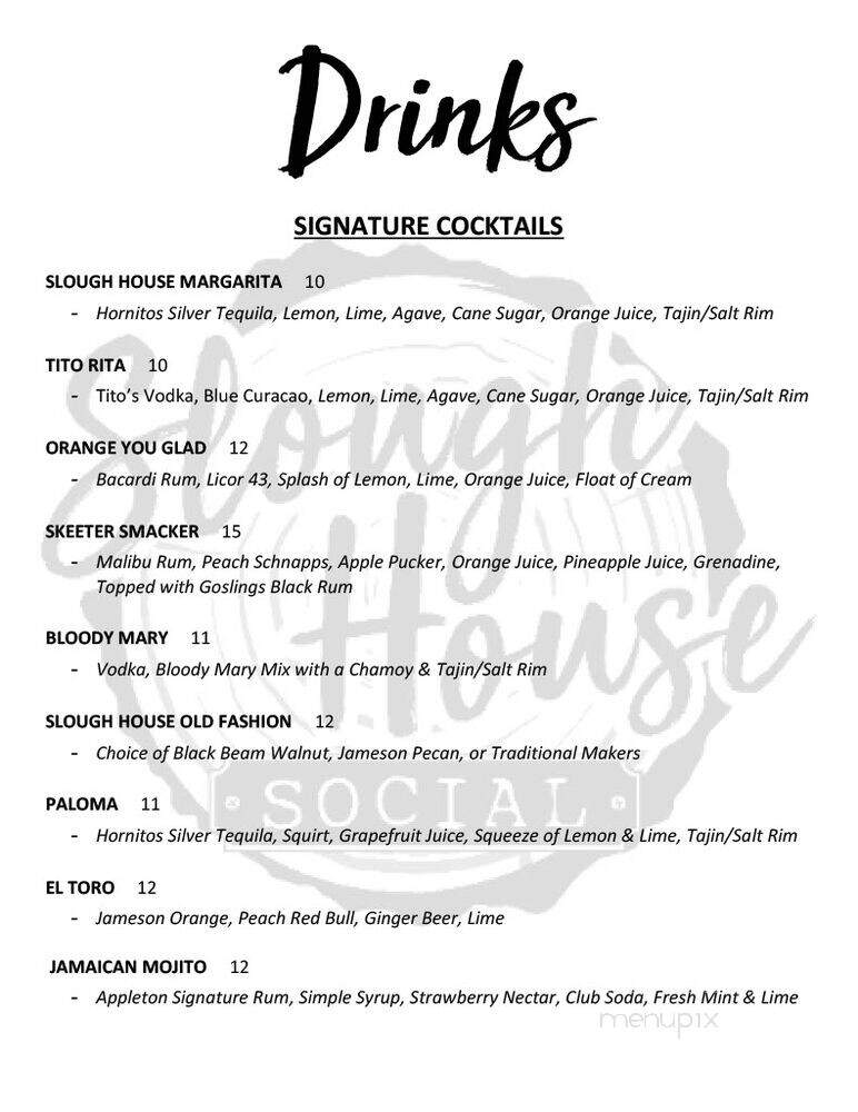 Slough House Social - Colusa, CA menu_pic