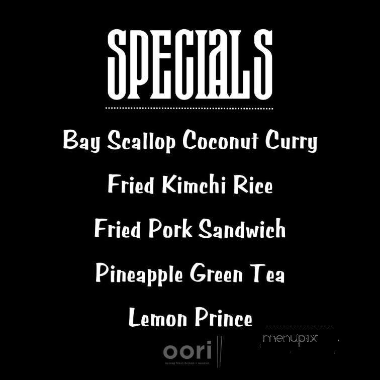 Oori - Pottstown, PA menu_pic
