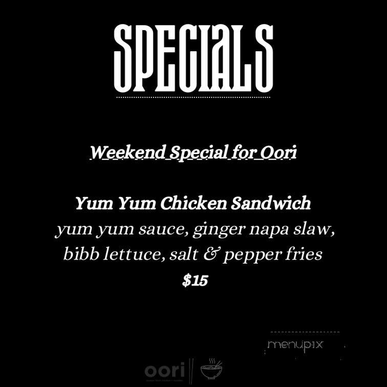 Oori - Pottstown, PA menu_pic