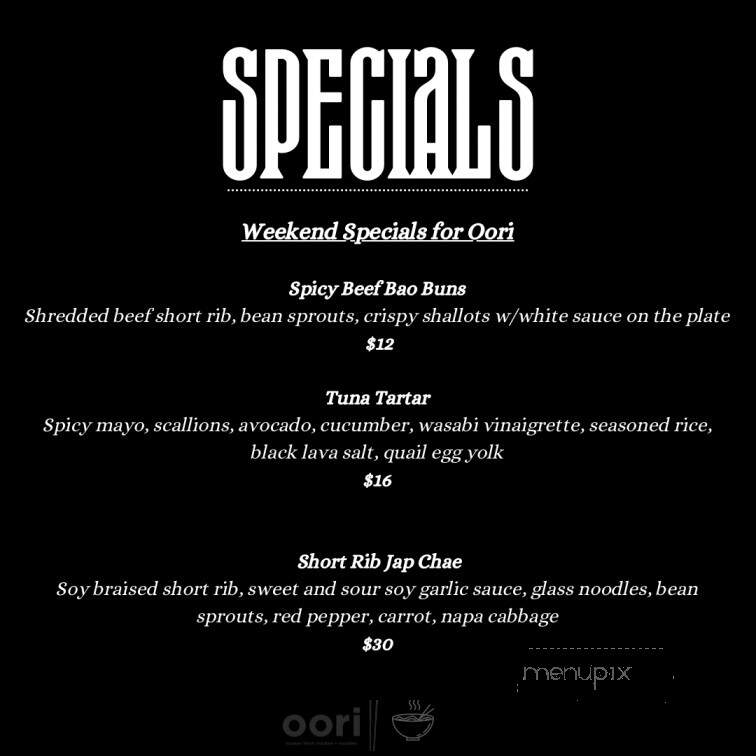 Oori - Pottstown, PA menu_pic