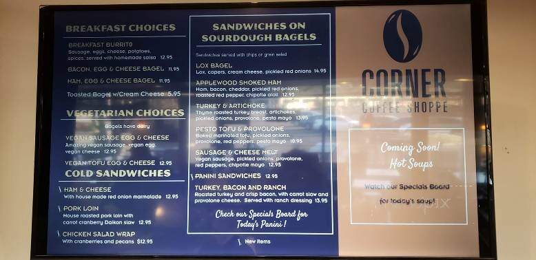 Corner Coffee Shoppe - Wilsonville, OR menu_pic