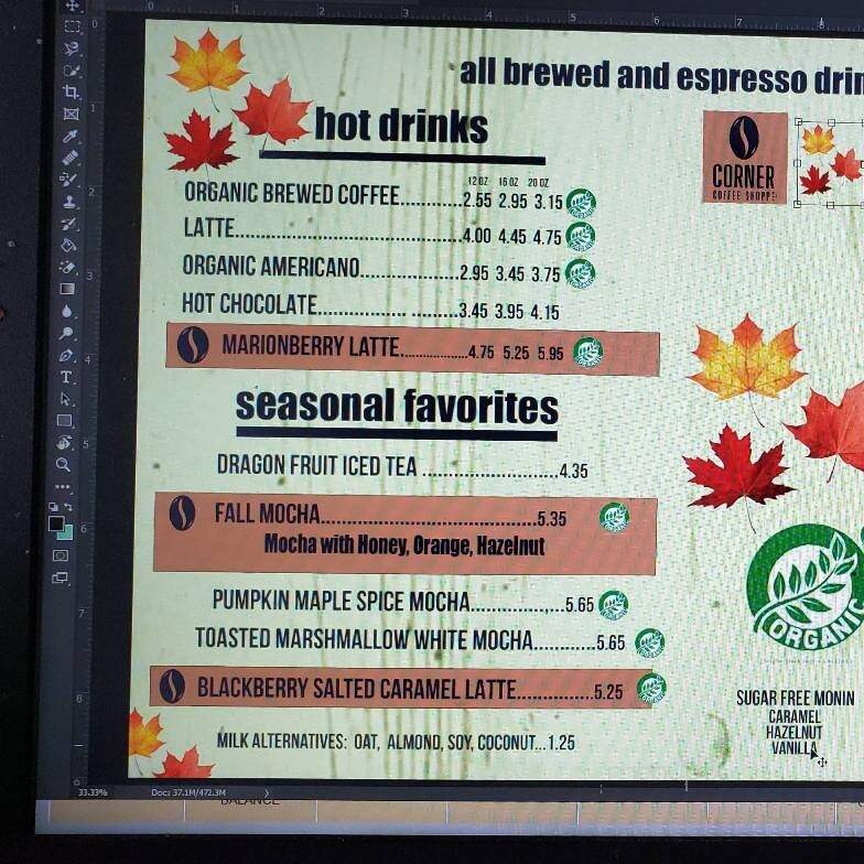 Corner Coffee Shoppe - Wilsonville, OR menu_pic