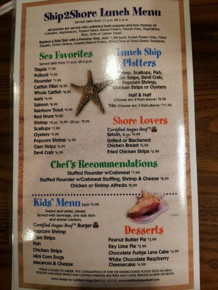 Ship 2 Shore Seafood & Steaks - Kingsland, GA menu_pic