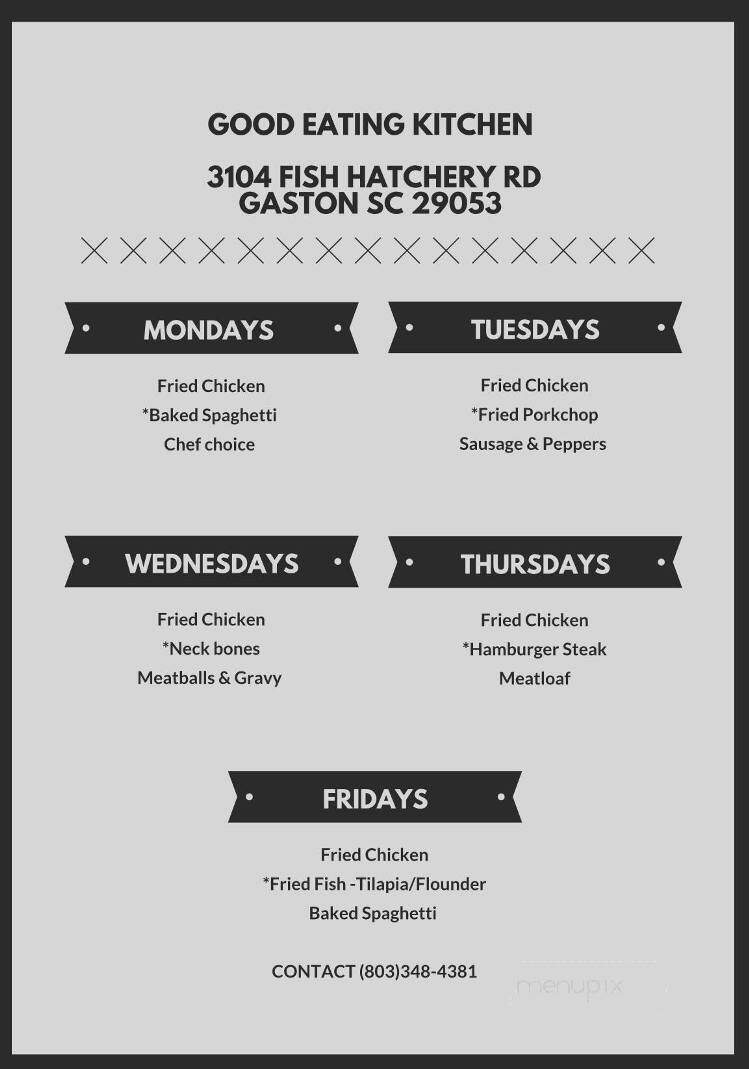 Good Eating Kitchen - Gaston, SC menu_pic