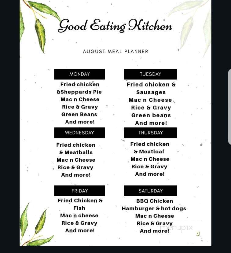 Good Eating Kitchen - Gaston, SC menu_pic